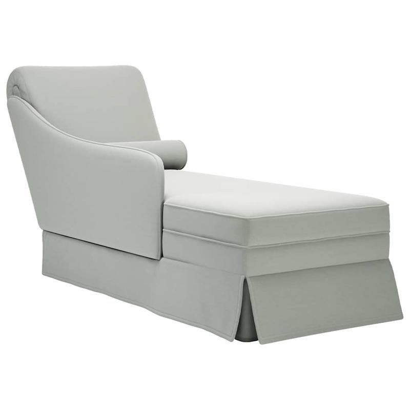 Chaise Longue – Loungebank – Ligstoel – Relaxbank – Bank met Armleuning – Lichtgrijs Velvet – Met Bolsterkussen – Stevig Metalen Frame