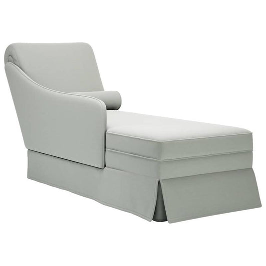 Chaise Longue – Loungebank – Ligstoel – Relaxbank – Bank met Armleuning – Lichtgrijs Velvet – Met Bolsterkussen – Stevig Metalen Frame
