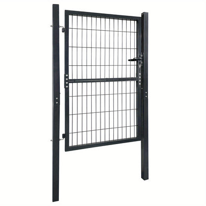 Tuinpoort – Tuinscherm – Hek – Gaaspoort – Tuinafscheiding – 125 x 100 cm – Gegalvaniseerd Staal – Antraciet Kleur – Compleet Met Slot En Handvat
