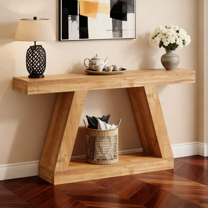 Houten Sidetable – Sidetable – Haltafel – Wandtafel – Console Table – Natuurlijk Bruin – 140 cm Breed – Stevig Geperst Hout