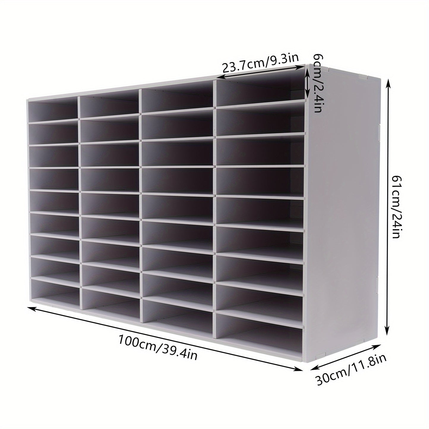 36-vaks PVC Opbergkast – Documenten Organizer – Archiefkast – Bureauhouder – Folderhouder – Wit – Stevig PVC Met Vilten Binnenkant – Compact Modern Design 100x30x61 cm