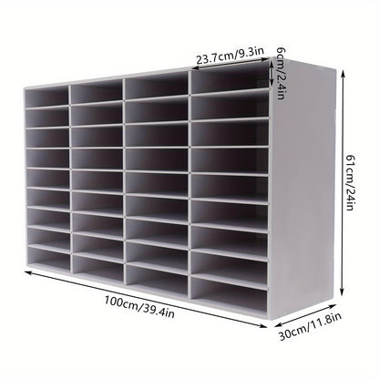 36-vaks PVC Opbergkast – Documenten Organizer – Archiefkast – Bureauhouder – Folderhouder – Wit – Stevig PVC Met Vilten Binnenkant – Compact Modern Design 100x30x61 cm