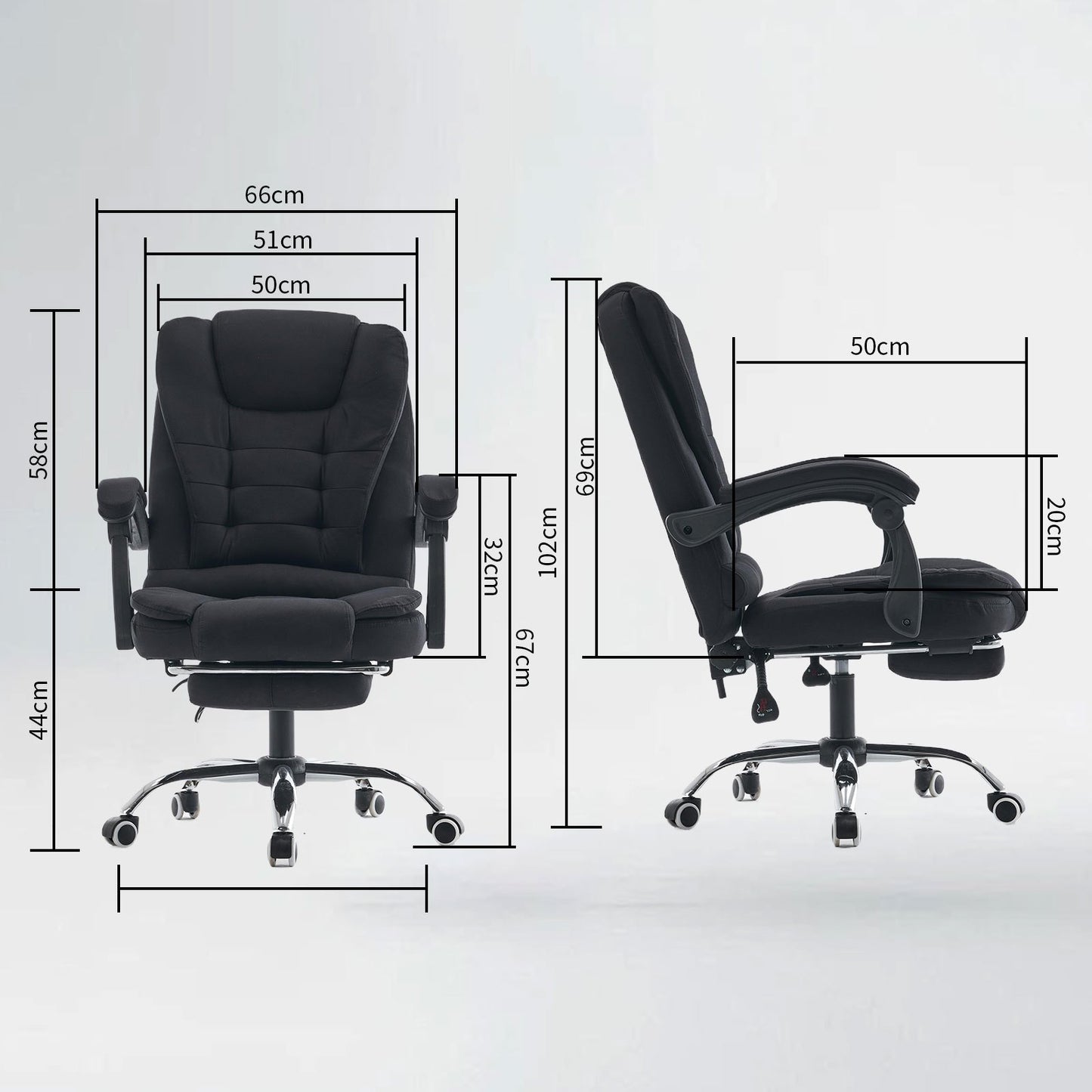 Bureaustoel – Ergonomische Stoel – Office Chair – Draaistoel – Computerstoel – Verstelbare Hoogte – Inklapbare Armleuningen