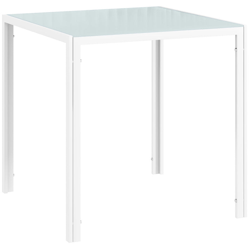 Eettafel – Keukentafel – Tafel – Dinertafel – Vierkante tafel – Compact 75x75x75 cm – Hoogwaardig gehard glas – Stevig metalen frame