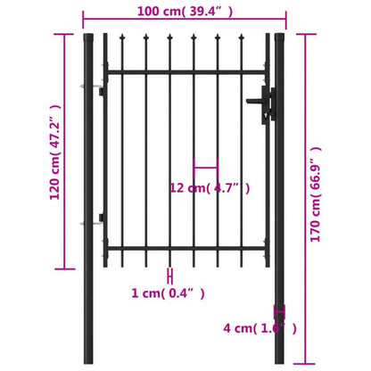 Tuinpoort – Tuindeur – Schuttingdeur – Metalen Poort – Poortframe – Stabiele Metaalconstructie – 100x120 cm – Eenvoudige Montage Met Voorgeboorde Gaten