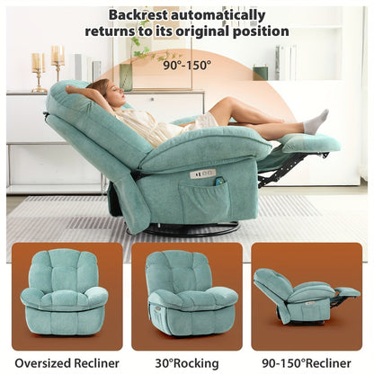 Massagestoel – Relaxfauteuil – Elektrische Stoel – Draaifauteuil – Zitstoel – Met Massagefunctie & Verwarming – USB-C en USB Poorten – Oranje
