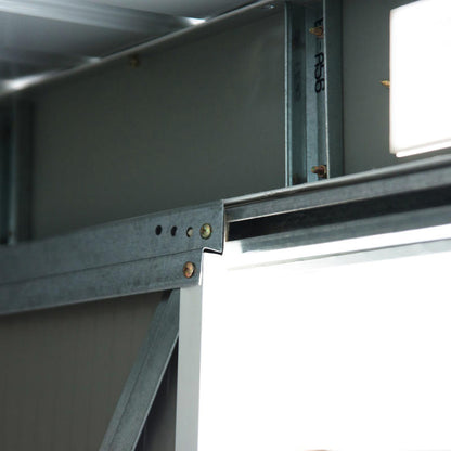 Metalen Buitenschuur – Tuinberging – Opslagschuur – Schuurtje – Garagebox – Extra Ruim 6,3 m³ – Stevige Constructie – Schuifdeur – Weerbestendig – Puntdak – Eenvoudige Montage – Verplaatsbaar – Antraciet Donkergroen Zwart