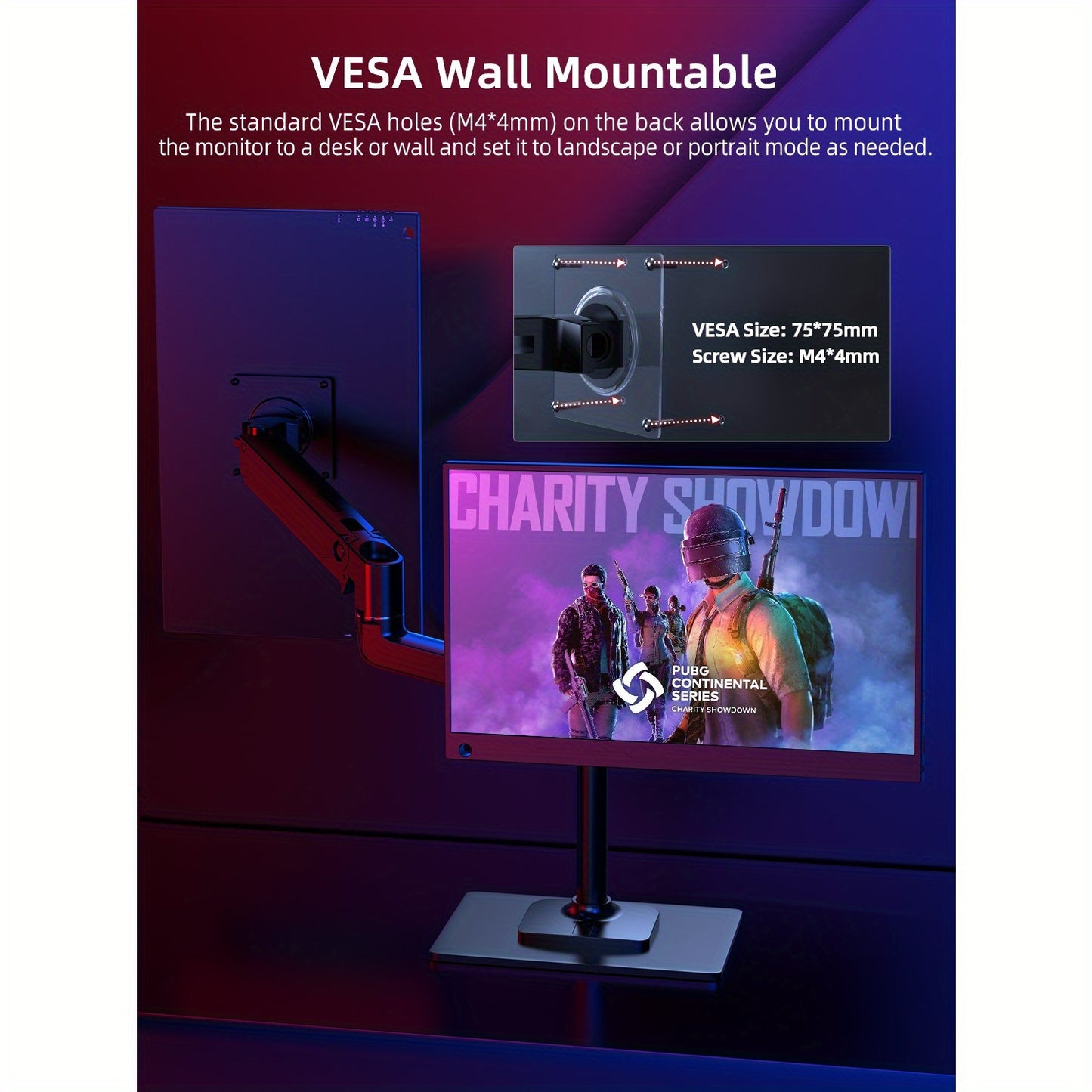 Draagbare Monitor – Portable Scherm – Mobiel Display – Extern Scherm – 17,3 Inch – 144Hz Verversingssnelheid – 100% Adobe RGB Met HDR