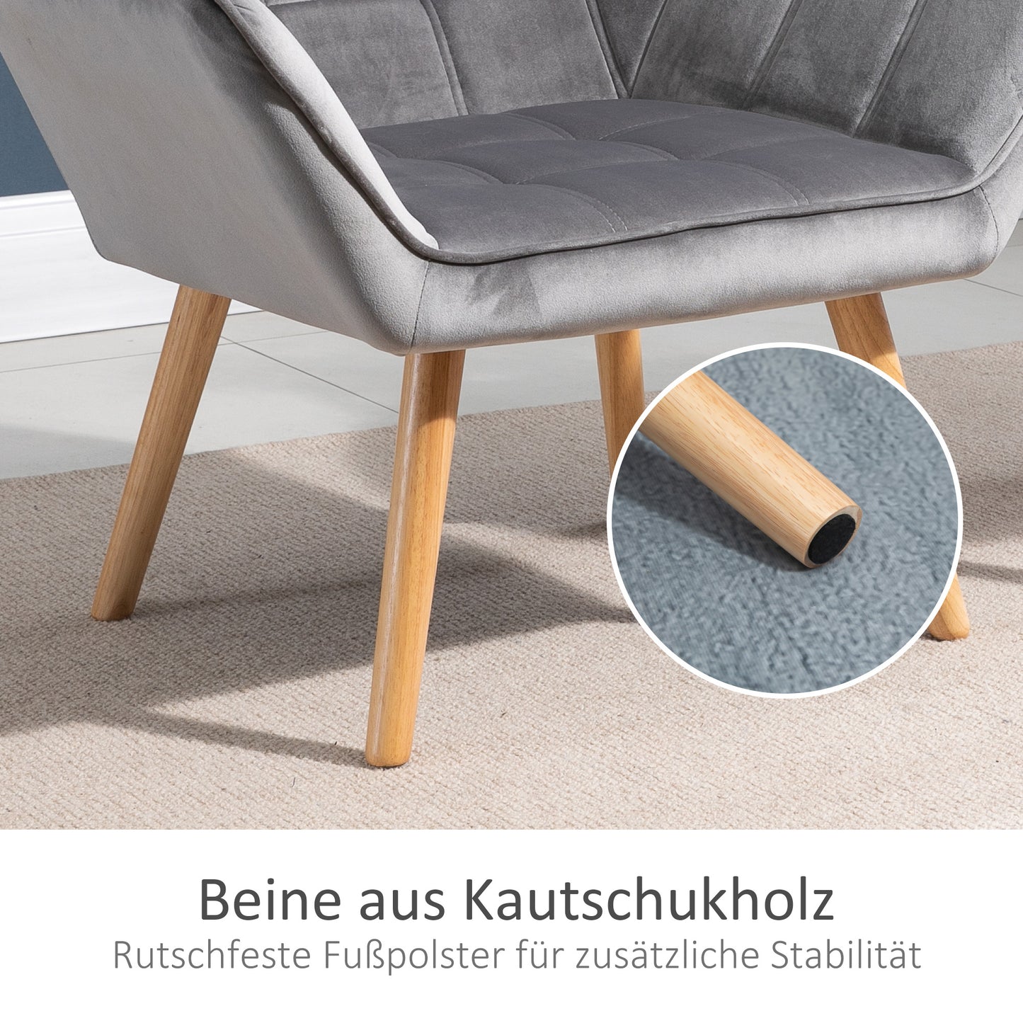 Fauteuil – Loungestoel – Relaxstoel – Accentstoel – Leunstoel – Scandinavisch Design – Fluwelen Bekleding – 67 x 61,5 x 71 cm