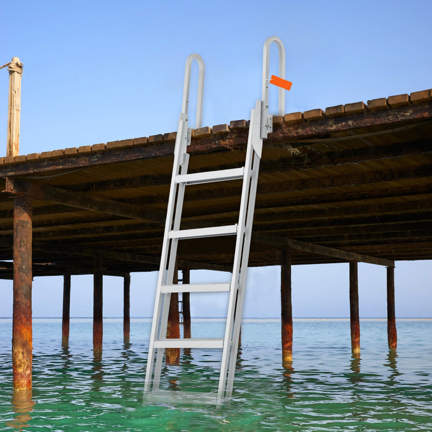 Aluminium Steigerladder – Steigertrap – Bootladder – Zwemtrap – Watertrap – 5 Brede Antislip Treden – Opklapbaar & Corrosiebestendig