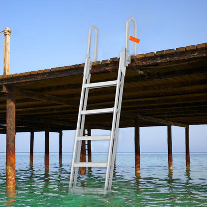 Aluminium Steigerladder – Steigertrap – Bootladder – Zwemtrap – Watertrap – 5 Brede Antislip Treden – Opklapbaar & Corrosiebestendig