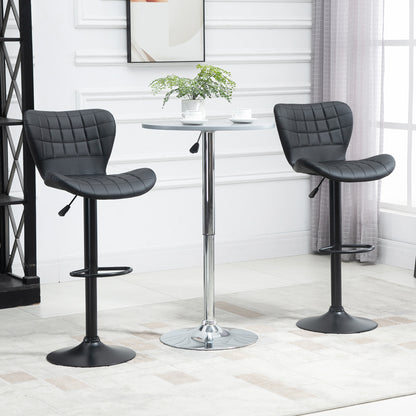 Barkrukken – Barkruk Retro – Barstoel – Keukenkruk – Hoge Stoel – Set Van 2 – Verstelbare Hoogte 89-109 cm – Mat Zwart Design