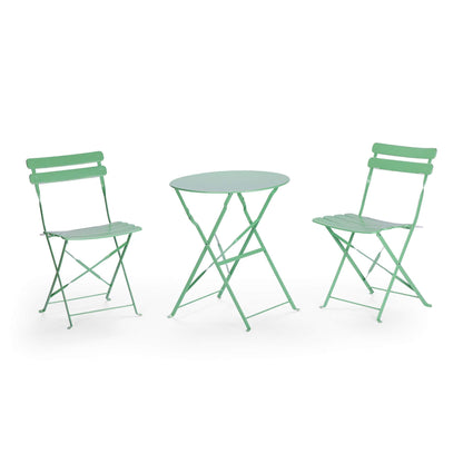 Rebecca Mobile Table And 2 Chairs, Folding Bistro Set, Red Blue Green White Black, Steel, Space-Saving, Suitable for Garden Balcony - Measures Hxlxp: 71 X 60 X 60 Cm