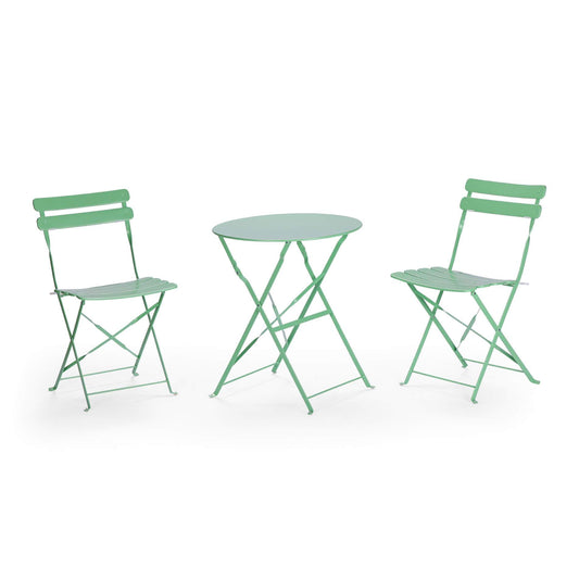 Bistroset – Tuinset – Balkonset – Tuinmeubel – Tuintafelset – Inklapbaar – Gepoedercoat Staal – Compact Design 71x60 cm