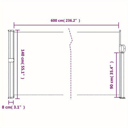 Uitschuifbaar Windscherm – Windscherm Balkon – Windscherm Tuin – Privacy Scherm – 140x600 Cm – Metalen Frame - Antraciet
