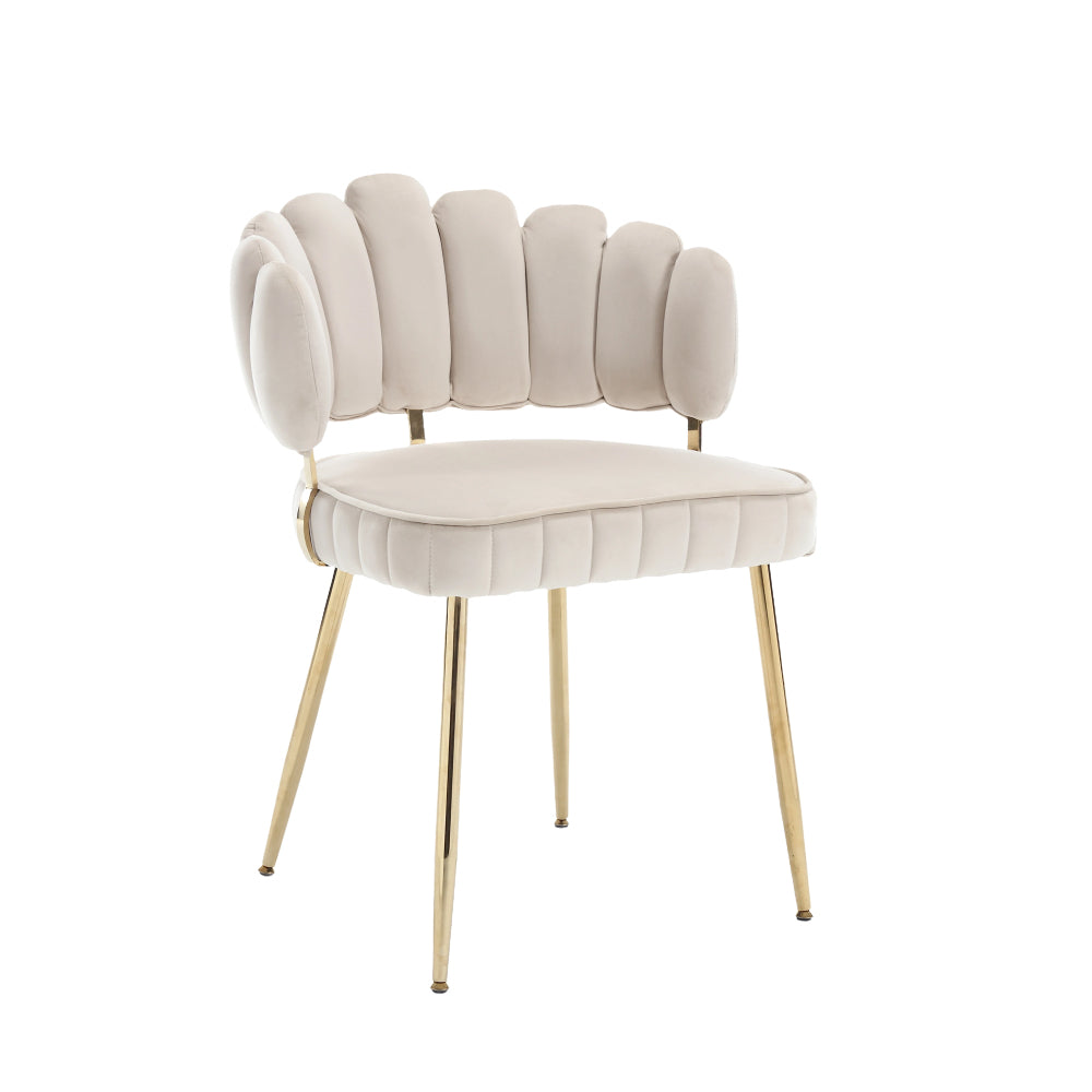 Eetkamerstoelen – Stoelen – Kuipstoelen – Meubels – Wonen – Set van 2 – Fluweel Groen – Comfortabele Bloemmotief Rugleuning – Stevige Metalen Poten