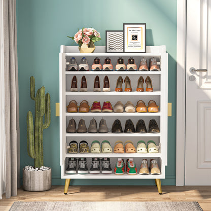 Deurmontage Schoenenkast – Schoenenrek – Schoenopberger – Schoenendoos – Schoenenelement – 7-laags – Geschikt Voor 25 Paar Schoenen – Modern Simpel Design Bruin