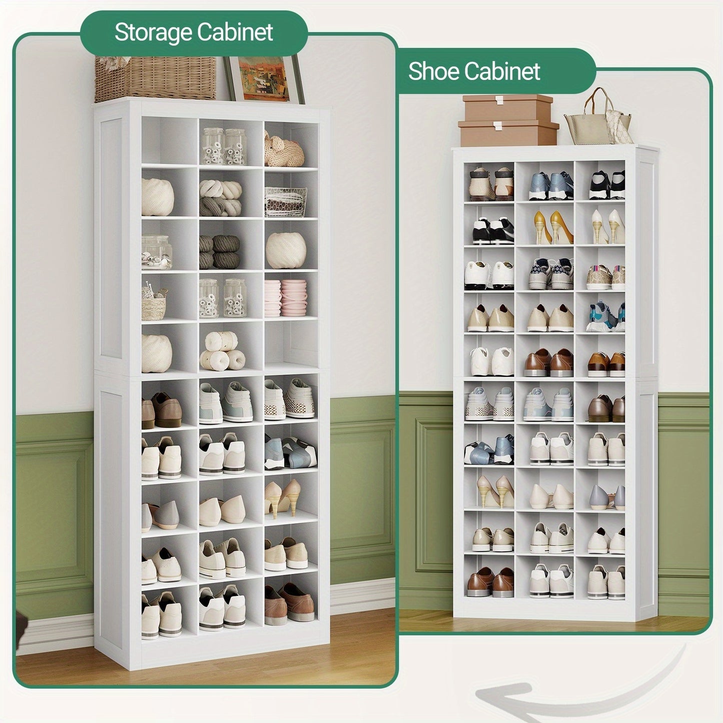 Schoenenkast – Vrijstaande Schoenenkast – Schoenenopberger – Schoenrek – Schoenmeubel – Witte Kleur – 30 Paar Schoenen – Ruimtebesparend Design