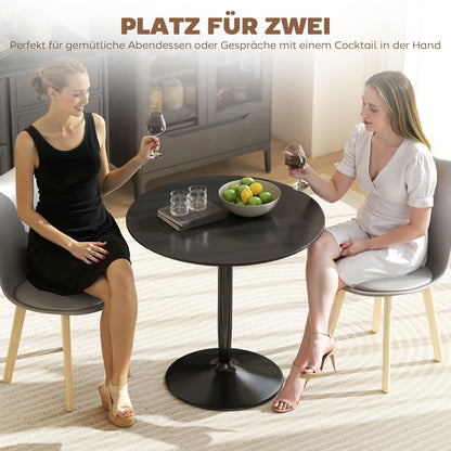 Eettafel – Ronde Tafel – Keukentafel – Klaptafel – Kleine Tafel – Compact 80 cm Ø – Staal Met Non-Slip Pootjes – Zwarte Afwerking