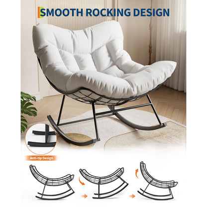 Schommelstoel – Schommelstoel Eivorm – Hangstoel – Wipstoel – Tuinstoel – Grijs – Duurzaam Houten Frame – Olie-gewreven Afwerking