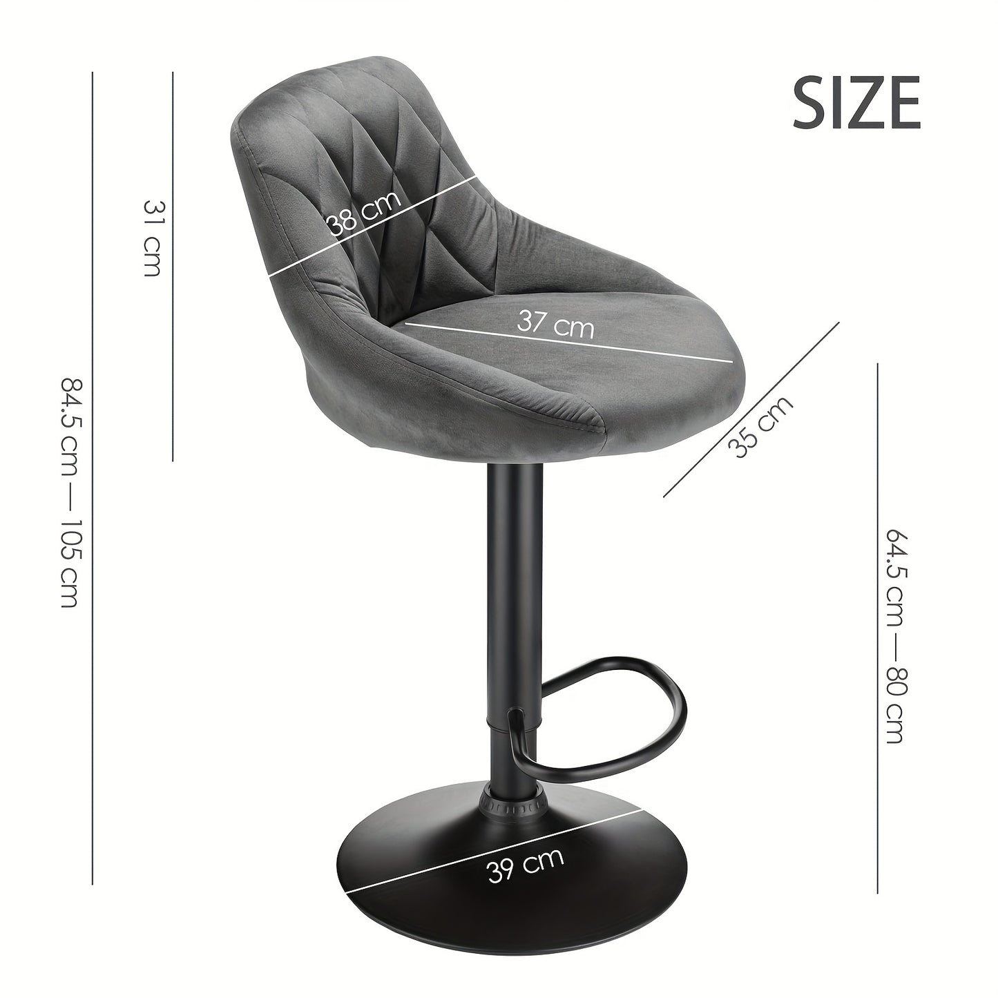 Barstoel – Barkruk – Barstoel Kruk – Barkrukken – Barstoelen – Set Van 4 – Fluwelen Bekleding – Draaibaar Metalen Onderstel