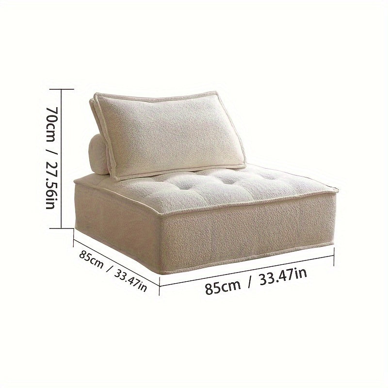 Zitzak – Zitzakstoel – Loungestoel – Lazy Sofa – Eenpersoonsbank – Memory Foam Vulling – Beige Katoenmix Stoffering