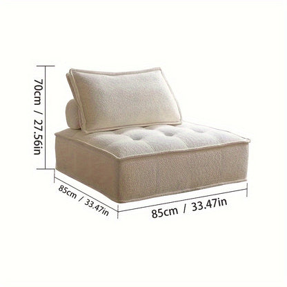 Zitzak – Zitzakstoel – Loungestoel – Lazy Sofa – Eenpersoonsbank – Memory Foam Vulling – Beige Katoenmix Stoffering