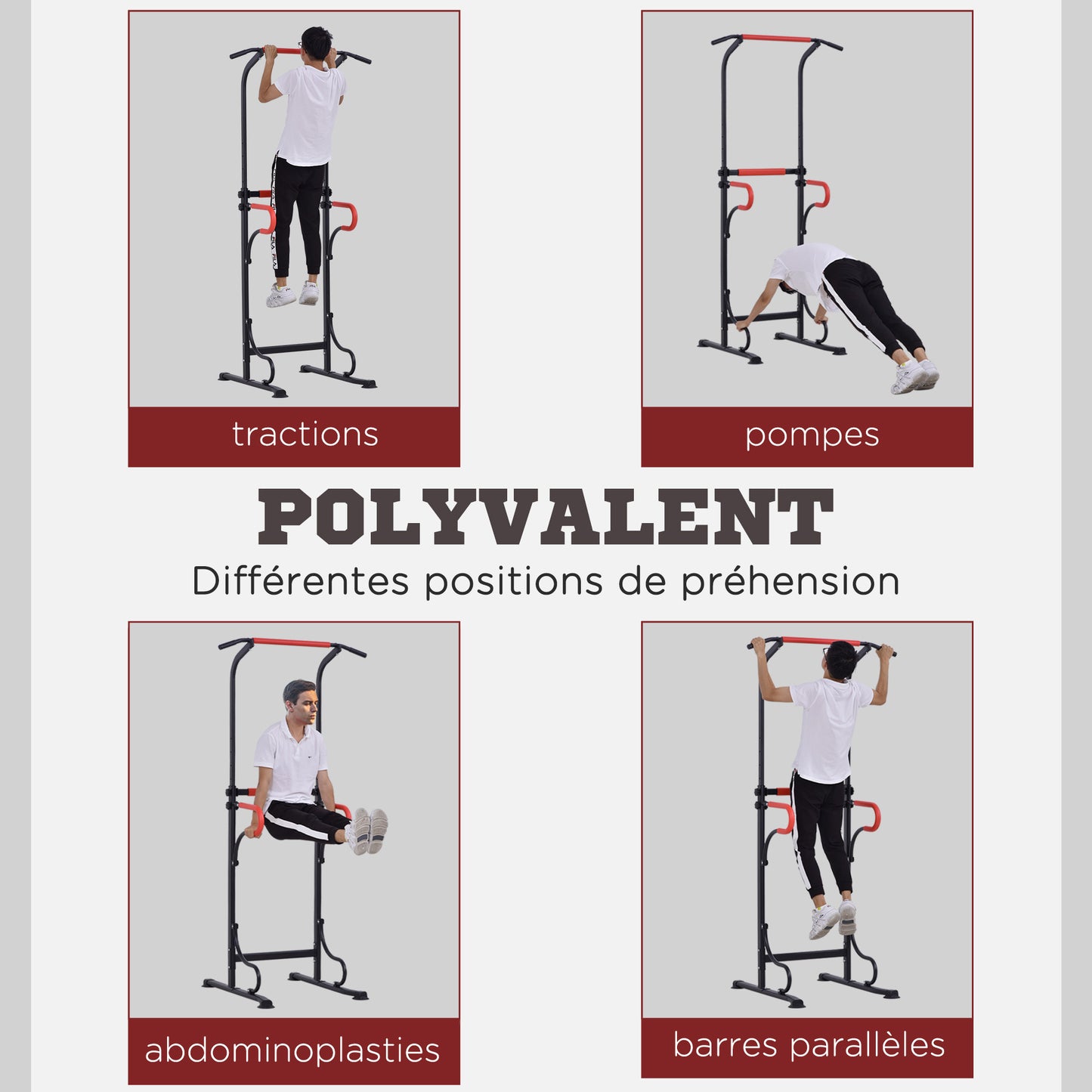 Pull-up Rek – Optrekstang – Fitnessstation – Krachtstation – Home Gym – Verstelbare Hoogte 171-219 cm – Robuust Stalen Frame Zwart/Rood