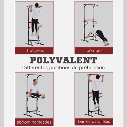Pull-up Rek – Optrekstang – Fitnessstation – Krachtstation – Home Gym – Verstelbare Hoogte 171-219 cm – Robuust Stalen Frame Zwart/Rood