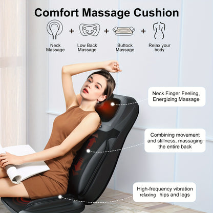 massagekussen – nekmassageapparaat – rugmassagekussen – shiatsu kussen – ontspanningskussen – ergonomisch design – verwarmde massagefunctie – beige kleur