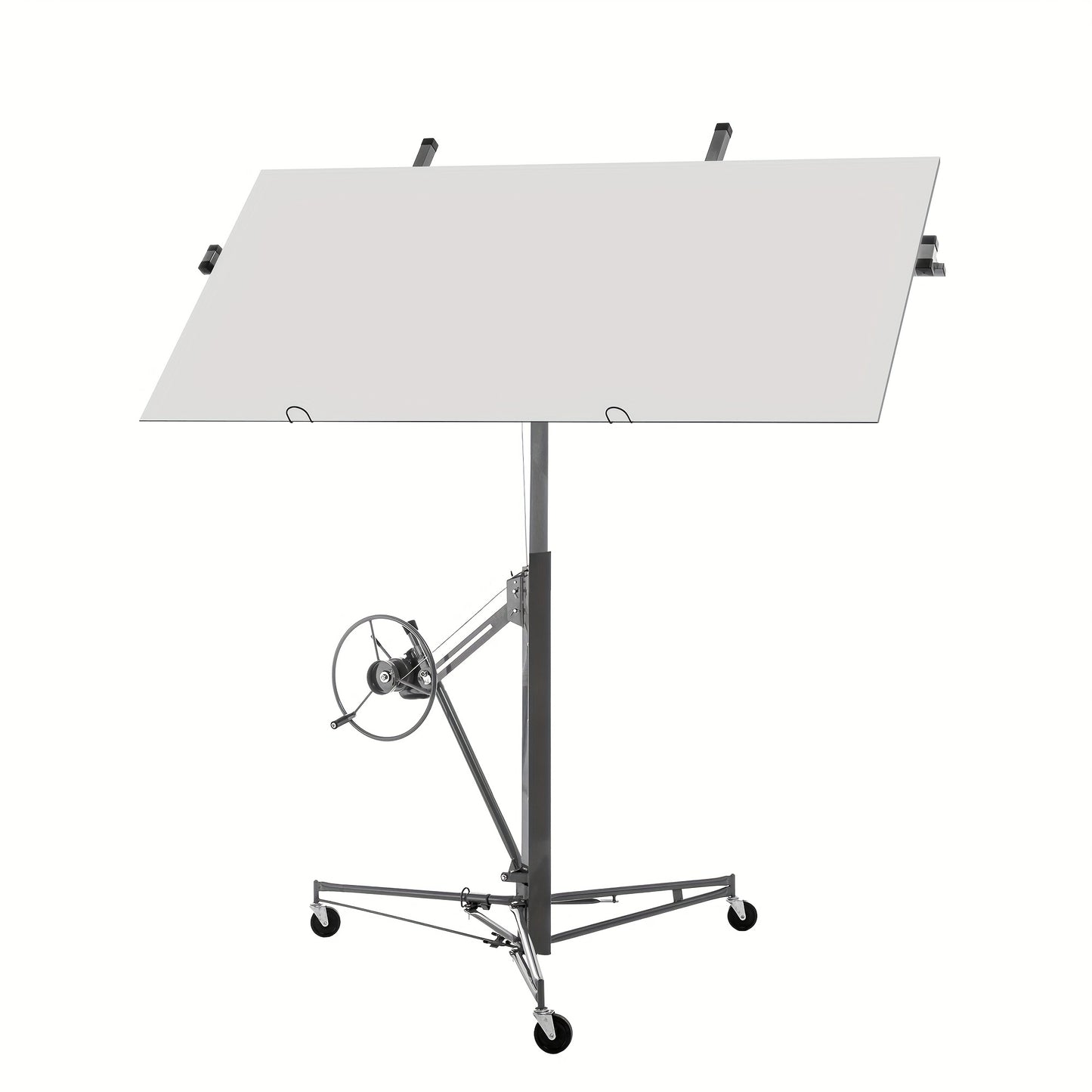 Heavy-Duty Drywall Lift with 150 lbs Load Capacity (68kg) - Adjustable Height 140-335cm & 60° Tilt, Foldable Drywall Panel Hoist with 3 Braked Wheels for Ceiling Installation, & Renovation - Compatible with Drywall Panels &