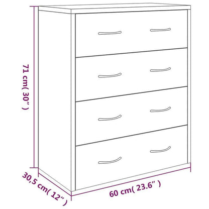 Ladekast – Ladenkast – Kommode – Opbergkast – Bruin – 4 Lades – Compact Formaat 60x30,5x71 cm – Hout & Metaal