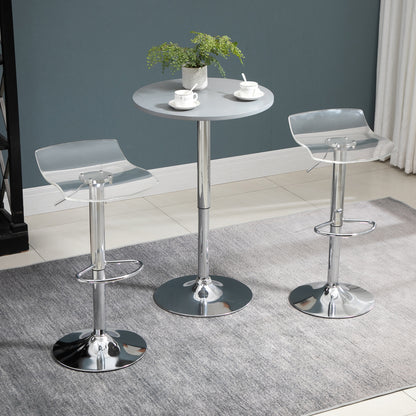 Barkrukken – Barkruk Set – Barstoelen – Hoge Stoelen – Transparante Zitting – Verstelbare Zithoogte – 360° Draaibaar – Met Voetensteun