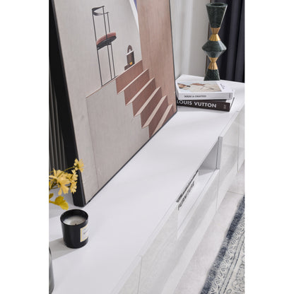 Modern TV-meubel – TV-kast – Mediameubel – Tv-dressoir – Woonkamermeubel – Diagonaal Patchwork Design – 170 cm Breed – Wit MDF met Glanzende Deurrand