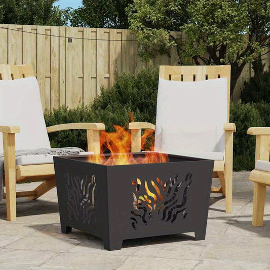 Vuurschaal – Vuurkorf – Tuinhaard – Terrasverwarmer – Buitenhaard – Zwart Staal – 60x60x40 cm – Inclusief Aansteker en Vonkontsteker