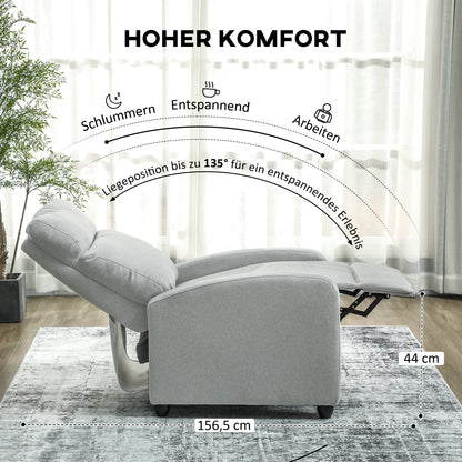 Relaxstoel – Verstelbare Stoel – Fauteuil – Lounge Chair – Relaxfauteuil – Lichtgrijs – Verstelbare Rugleuning 135° – Uitschuifbare Voetensteun