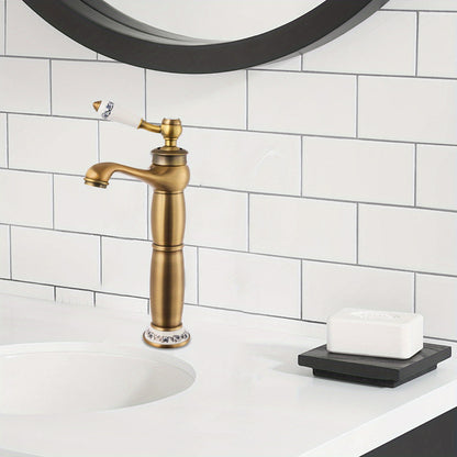 Badkraan – Badmengkraan – Thermostaatkraan – Mengkraan – Vintage Kraan – Gouden Messing Afwerking – Keramisch Hendel – Uitloop 22,5 cm