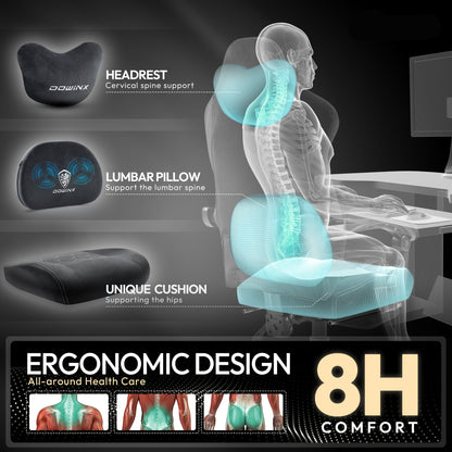 Gamingstoel – Gamestoel – Bureaustoel – Computerstoel – Werkstoel – Met Rugsteun en Uitschuifbare Voetsteun – Ergonomisch Met Metalen Frame – Comfortabel Zacht Kussen