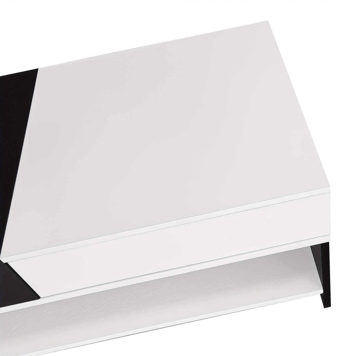 Modern Coffee Table with 2 Drawers - Black And White Design, Storage Space, High Gloss Table Top, 100cm Long