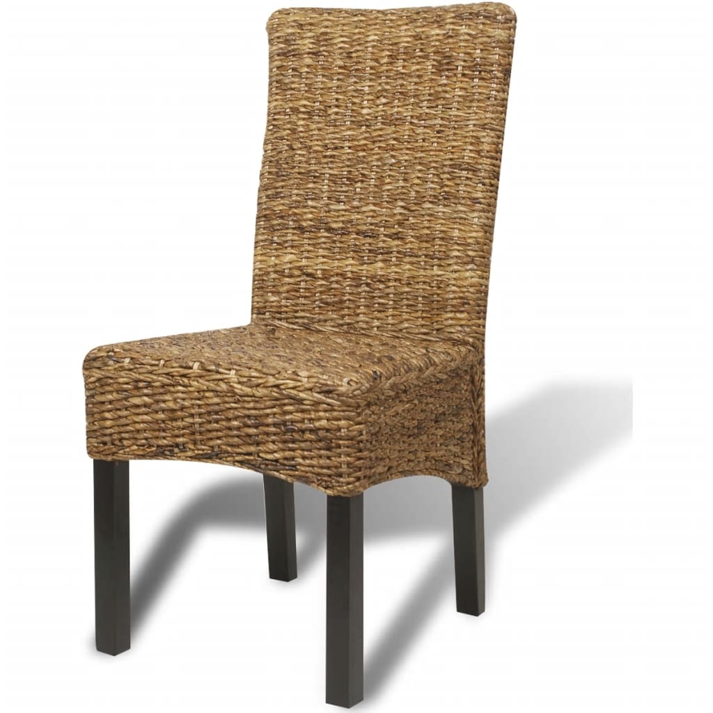 Eetkamerstoel – Eettafelstoel – Keukenstoel – Kuipstoel – Stoel – Handgevlochten Abaca Zitting – Massief Houten Frame – Set van 4