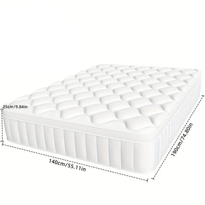 Matras – Matrasbed – Topmatras – Logeermatras – Zone Pocketvering – 140x190 cm – 25 cm Hoogte – Met Memory Foam & Katoen Hoes