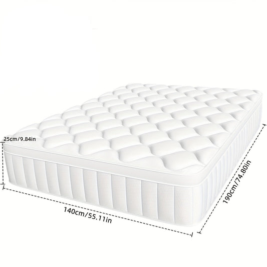 Matras – Matrasbed – Topmatras – Logeermatras – Zone Pocketvering – 140x190 cm – 25 cm Hoogte – Met Memory Foam & Katoen Hoes