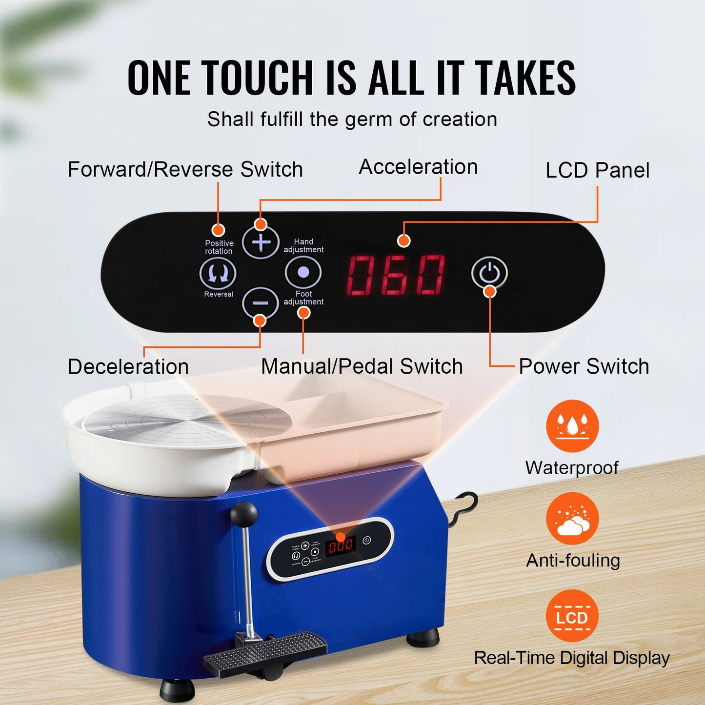 Keramiek Draaischijf – Pottenbakkersmachine – Pottenbakkerswiel – Pottenbakkersdraaibank – Keramiek Wiel – 28 cm Draaischijf – Krachtige 450W Motor