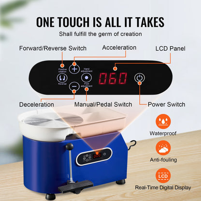 Keramiek Draaischijf – Pottenbakkersmachine – Pottenbakkerswiel – Pottenbakkersdraaibank – Keramiek Wiel – 28 cm Draaischijf – Krachtige 450W Motor