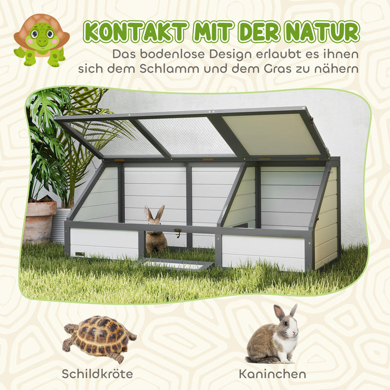 Outdoor/Indoor Small Animal Habitat Cage with Removable Base - Easy-Access Door & Spacious Design, Durable Turtle House & Nesting Box for Rabbits, Guinea Pigs, Hamsters, Lizards - Ventilated Mesh Top & Solid Floor, Low-Mainte