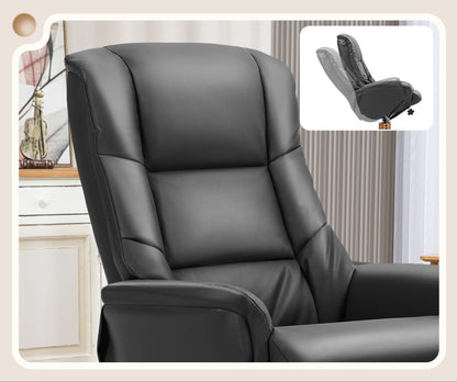 Relaxstoel – Fauteuil – Schommelstoel – Loungestoel – TV-stoel – Verstelbare rugleuning tot 135° – Schommel- en poeffunctie met kunstleren bekleding en houten frame