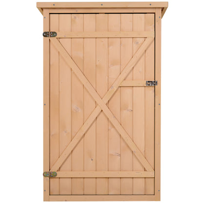 Tuinberging – Tuinkast – Tuinschuur – Gereedschapsschuur – Opbergkast – Vurenhout – Bitumen Dak – Grote Vergrendelbare Deur – 2 Ruime Planken – Compact 75x56x115 cm