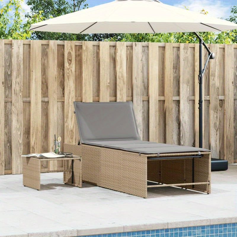 Loungestoel – Tuinstoel – Balkonstoel – Relaxstoel – Loungebank – Beige Poly Rattan – Ergonomisch Design – Weerbestendig