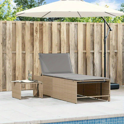 Loungestoel – Tuinstoel – Balkonstoel – Relaxstoel – Loungebank – Beige Poly Rattan – Ergonomisch Design – Weerbestendig
