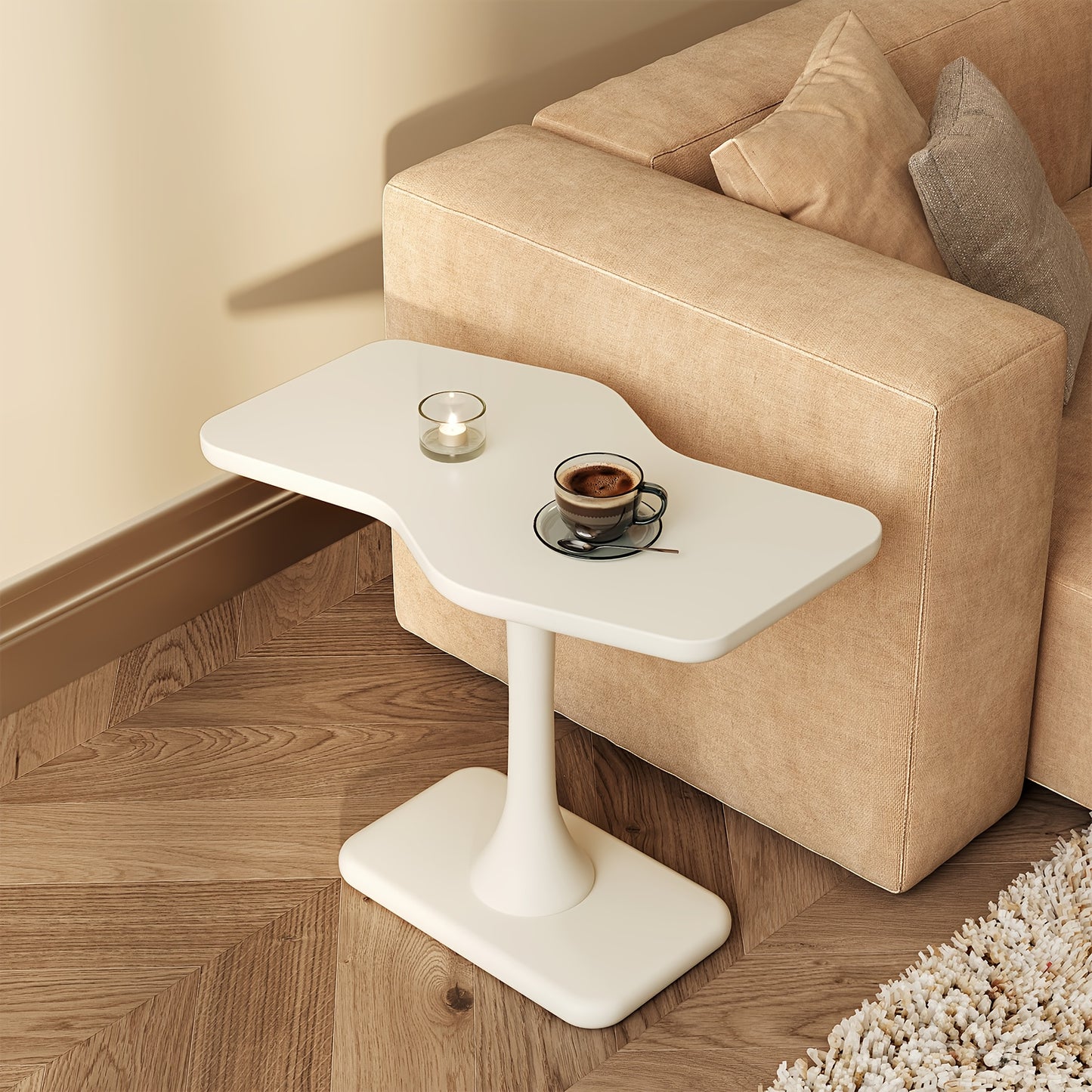 Salontafel – Bijzettafel – Koffietafel – Nachttafel – Sidetable – Melkwit – Compact Formaat – Duurzaam Hout